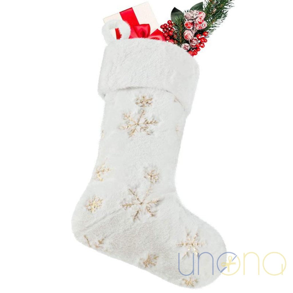 White Plush Christmas Stocking (no stocking stuffing)