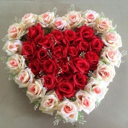 Red and Pink Roses Heart Arrangement (36 Roses)