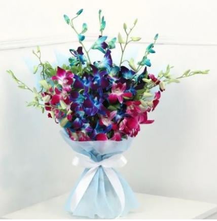 Blue and  Purple Orchids Bunch (Blue & Purple Orchids Bunch - 6 Stems)