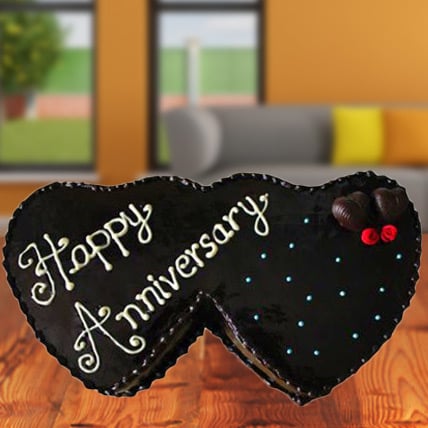 Double Heart Anniversary Cake (2 Kg Chocolate Cake)