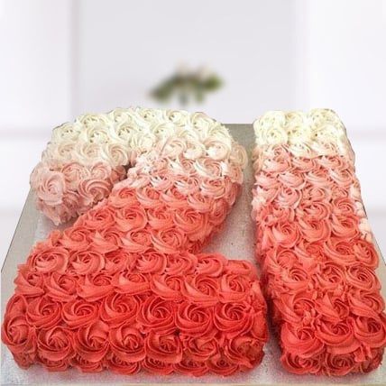 Number Pink Roses Ombre Cake (2.5 Kg Single Digit Cake)