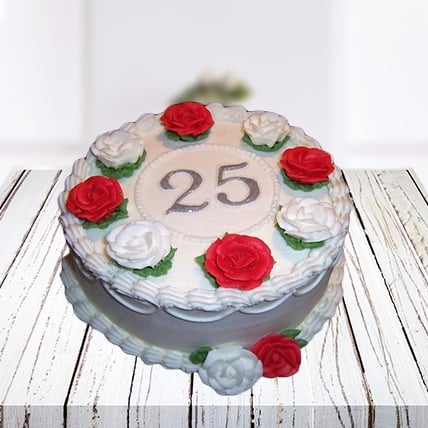 Silver Anniversary Cake (1 Kg Cake)