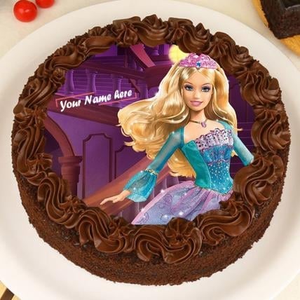 Chocolate Barbie Photo Cake (1 Kg Cake)