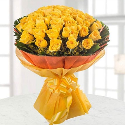 Sunshine Yellow Roses Bouquet Large (50 Roses)