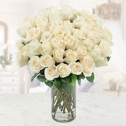 White Roses Vase Large (24 Roses)