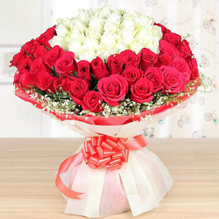 Fifty Fifty Love Rose Bouquet (50 Mix Roses Bouquet)
