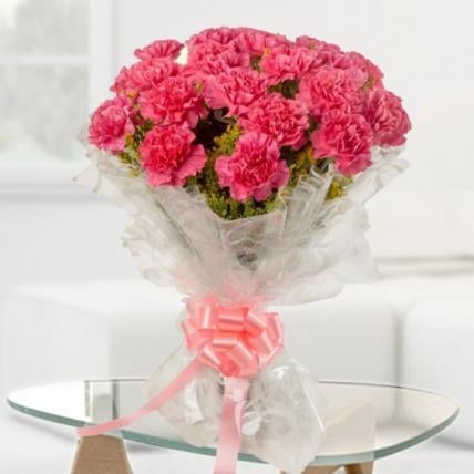Cute Pink Carnation Bouquet (24 Flower)