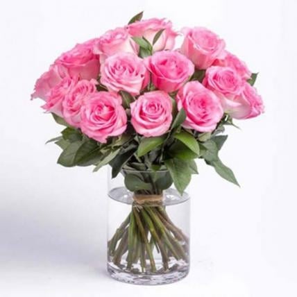 Pink Roses Vase Large (25 Roses)