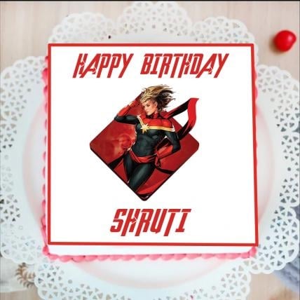 Captain Marvel Photo Cake (1 Kg cake)