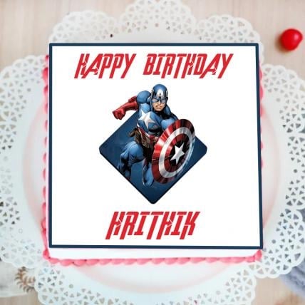 Captain America Photo Cake (1 Kg cake)