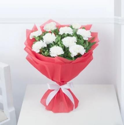 White Carnation Bouquet (12 Flower)