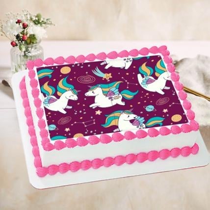 Square Unicorn Photo Cake (3 Kg)