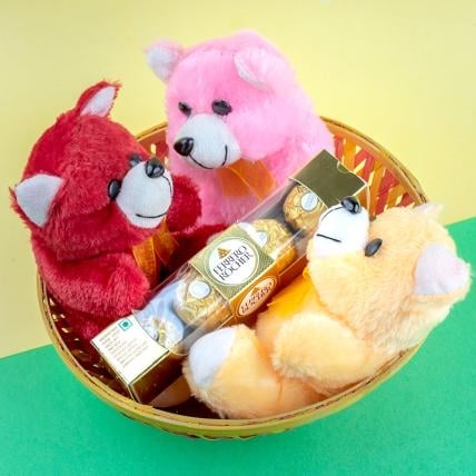 Cute Basket of Love (Teddy and Chocolate with Basket)