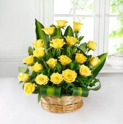 Yellow Roses Basket Large (50 Yellow Roses in a Basket)