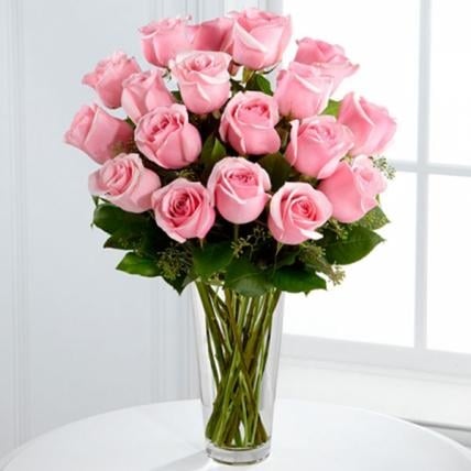 Pink Roses Vase (24 Roses)