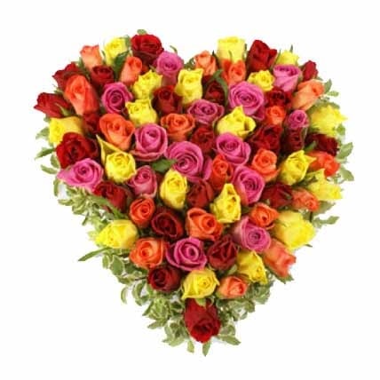 Mixed Roses Heart Arrangement (36 Roses)