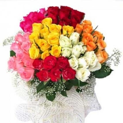 Colourful and  Bright (75 Mix Roses Bouquet)