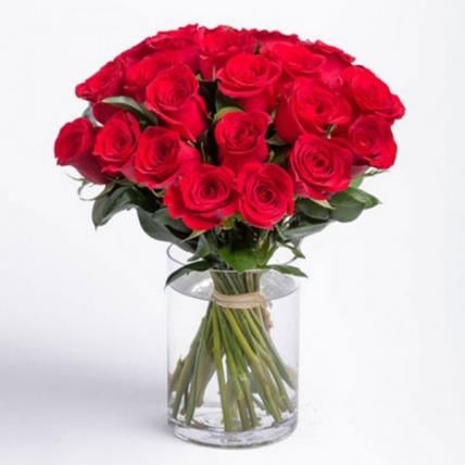 Red Roses Vase 30 Flowers
