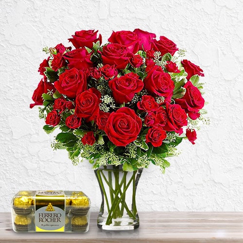 Double The Roses-With Free Chocolates (Small)