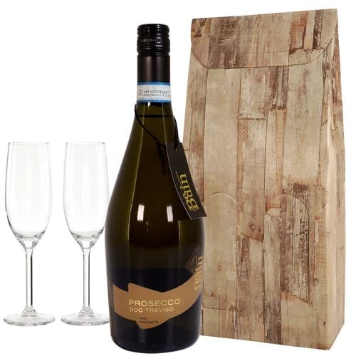 Prosecco Doc Treviso 2 champagne glaze (Prosecco Doc Treviso + 2 champagne glasses in a luxury gift box)