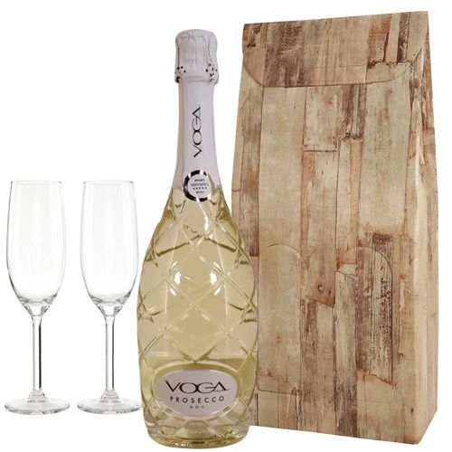 Luxury flowers Voga prosecco 2 champagne glasses (Luxury Voga dry prosecco + 2 champagne glasses)