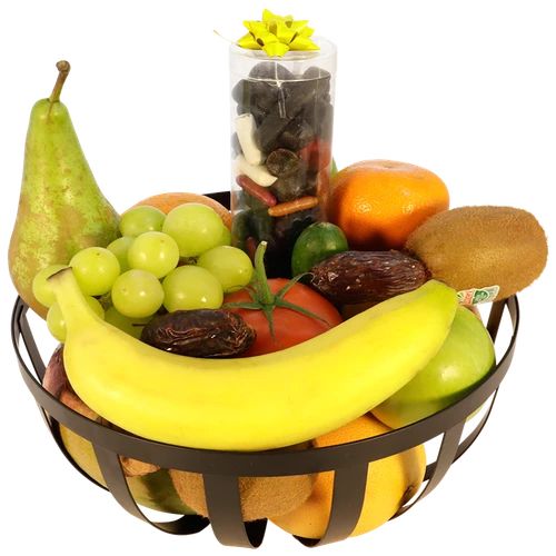 Get well soon fruit basket with candy tube (Get well soon fruit basket with candy tube)