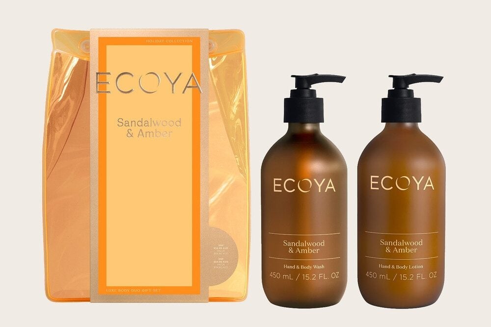 Ecoya Sandalwood & Amber Bodycare Duo