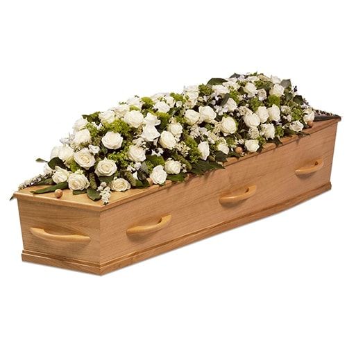 Casket decoration of white roses (Standard (S))