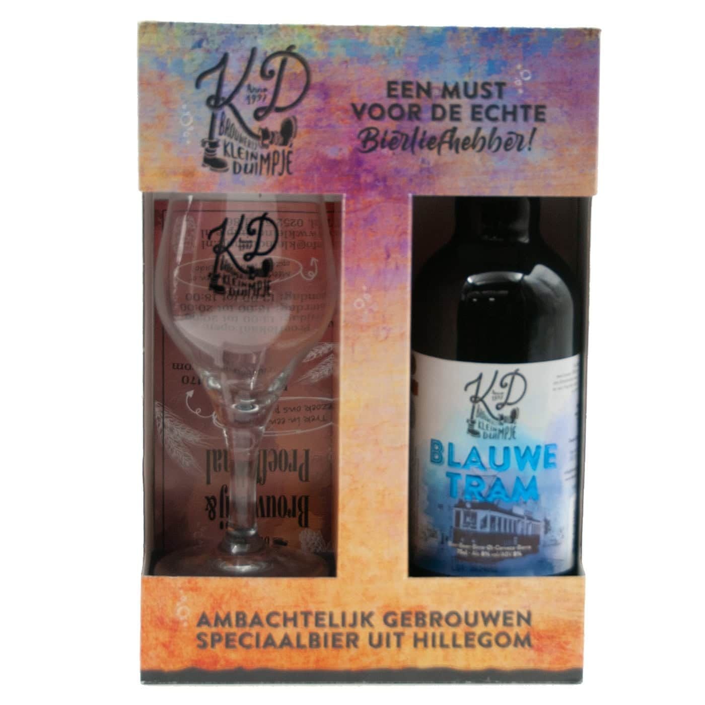 Tom Thumb beer gift Blue Tram with glass