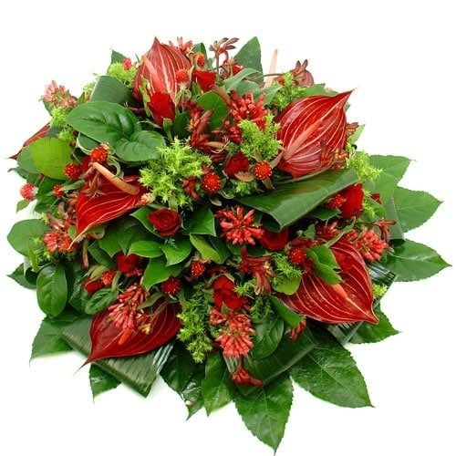 Funeral arrangement of red flowers (Standard (S))
