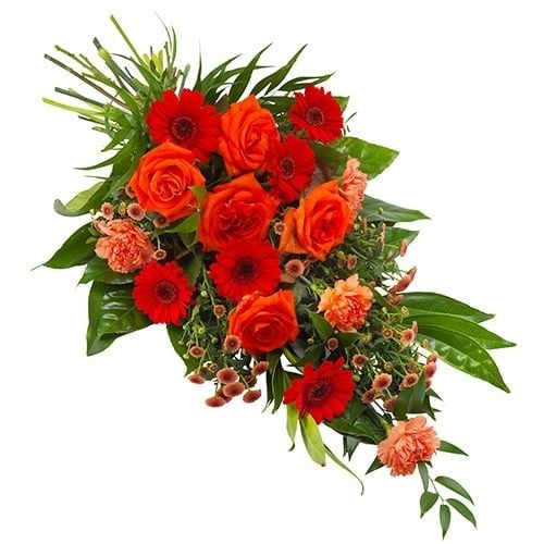 Orange â€“ red funeral bouquet (Standard (S))
