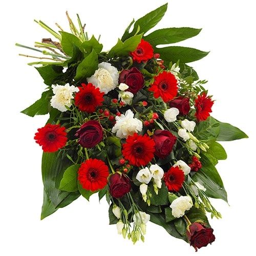 Hand tied funeral bouquet red and white (Standard (S))