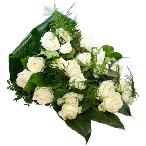 Hand Tied funeral bouquet white roses (Standard (S))