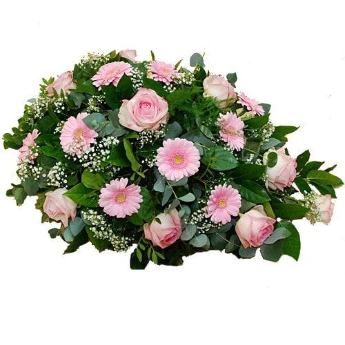 Funeral arrangement pink roses and gerberas (Standard (S))
