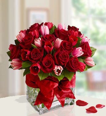 I Love You (20 Red Roses , 10 Red And  10 Pink Tulip)