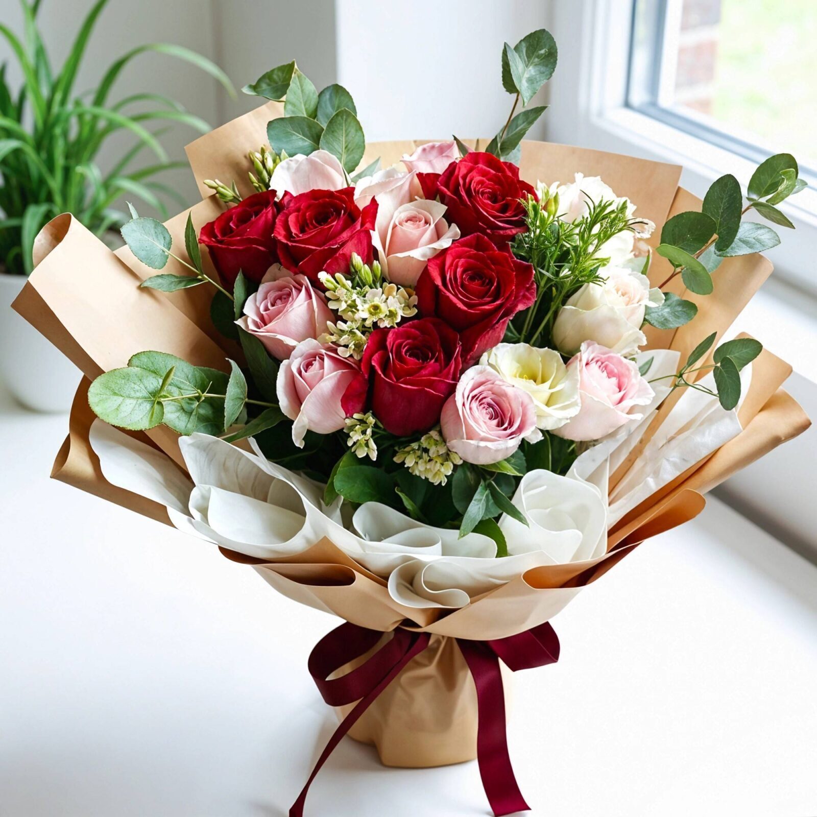 Bouquet of Pink Roses & Red Roses (Classic)