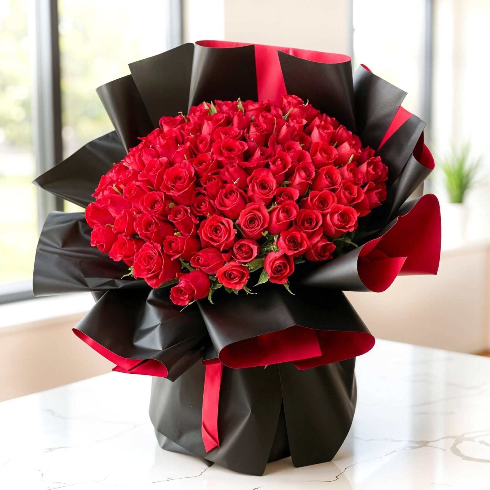 Luxe 75 Red Roses Bouquet (Classic)