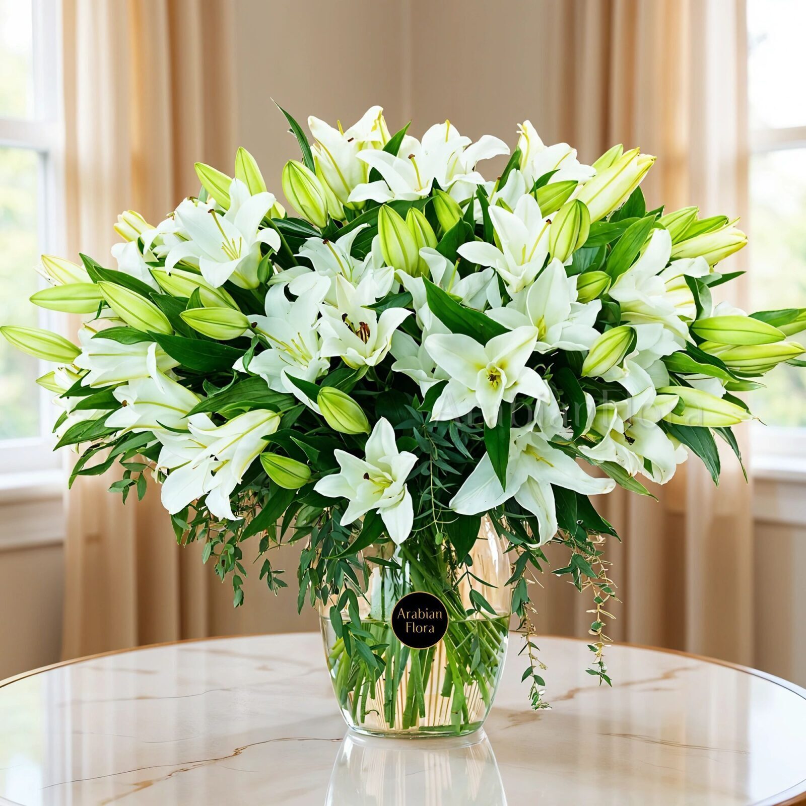 Serene White Lilies in Vase (Classic)