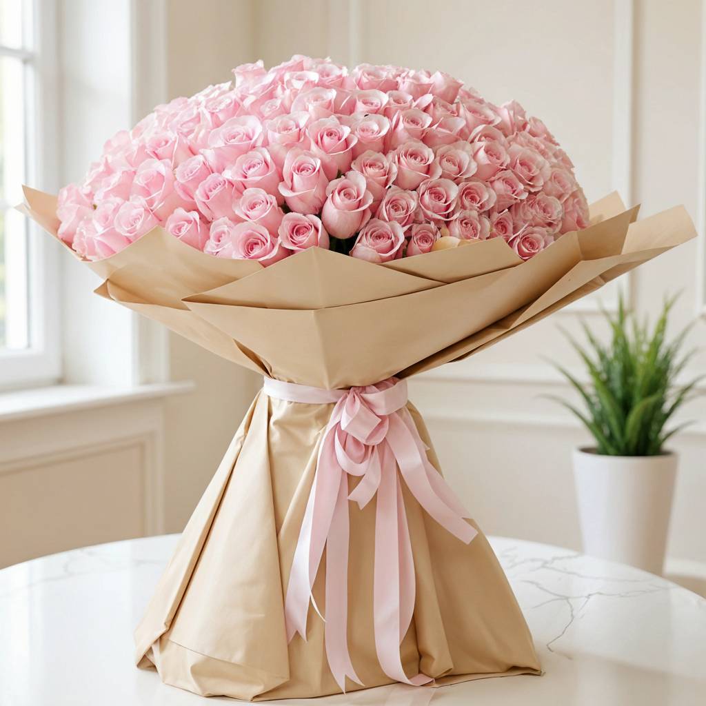 Bouquet of 200 Pink Roses (Classic)