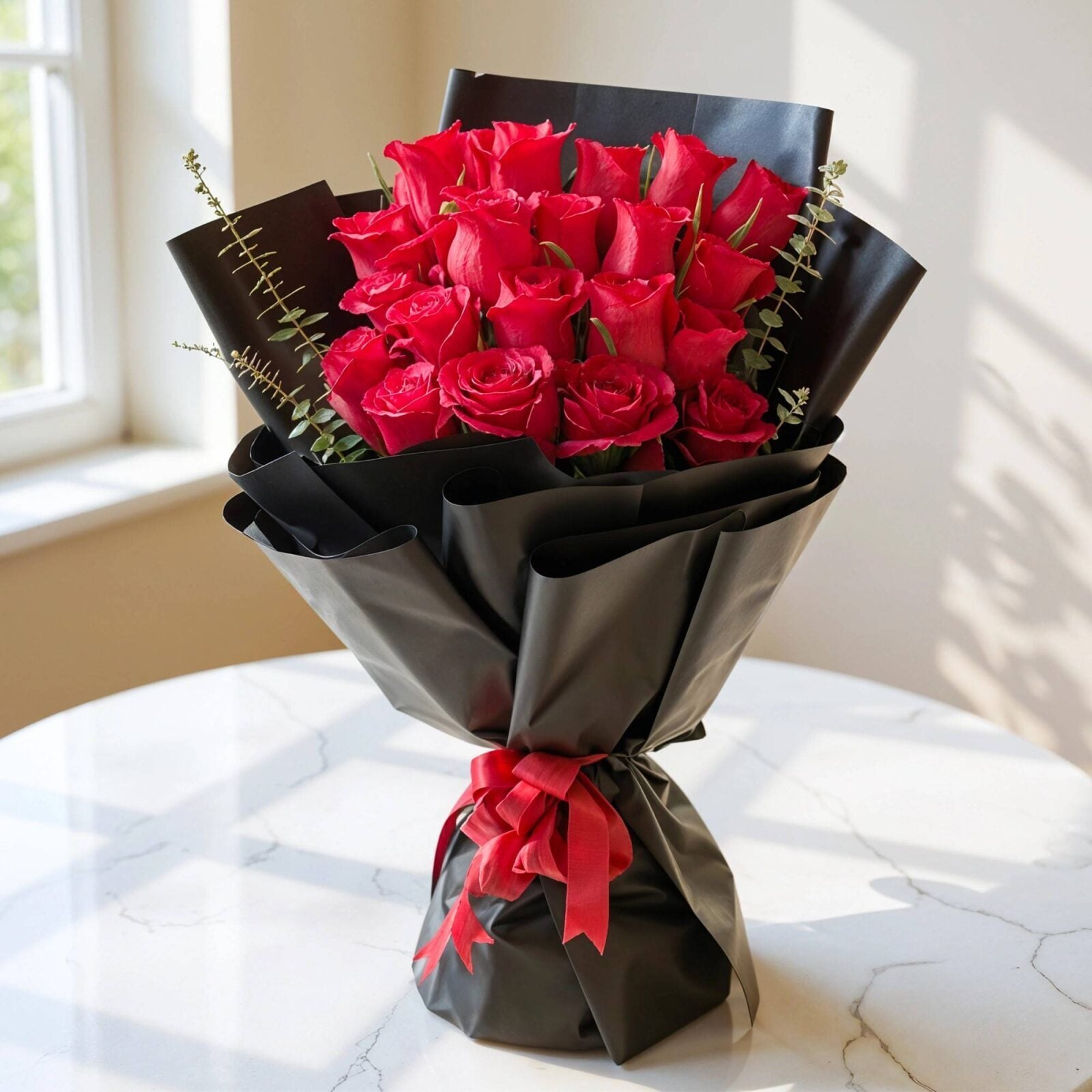 Red Roses in Black Wrapping (Classic)