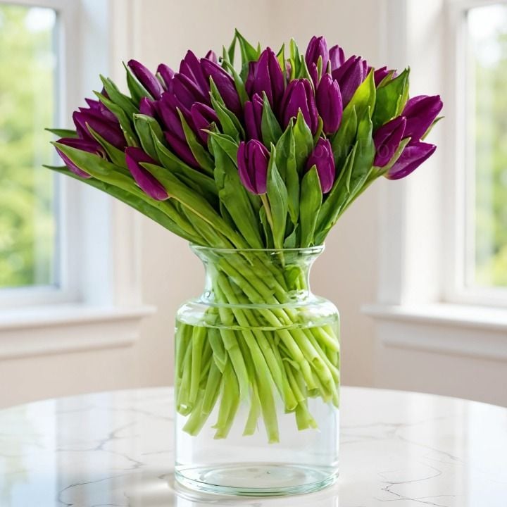 Purple Tulips in Vase (Classic)