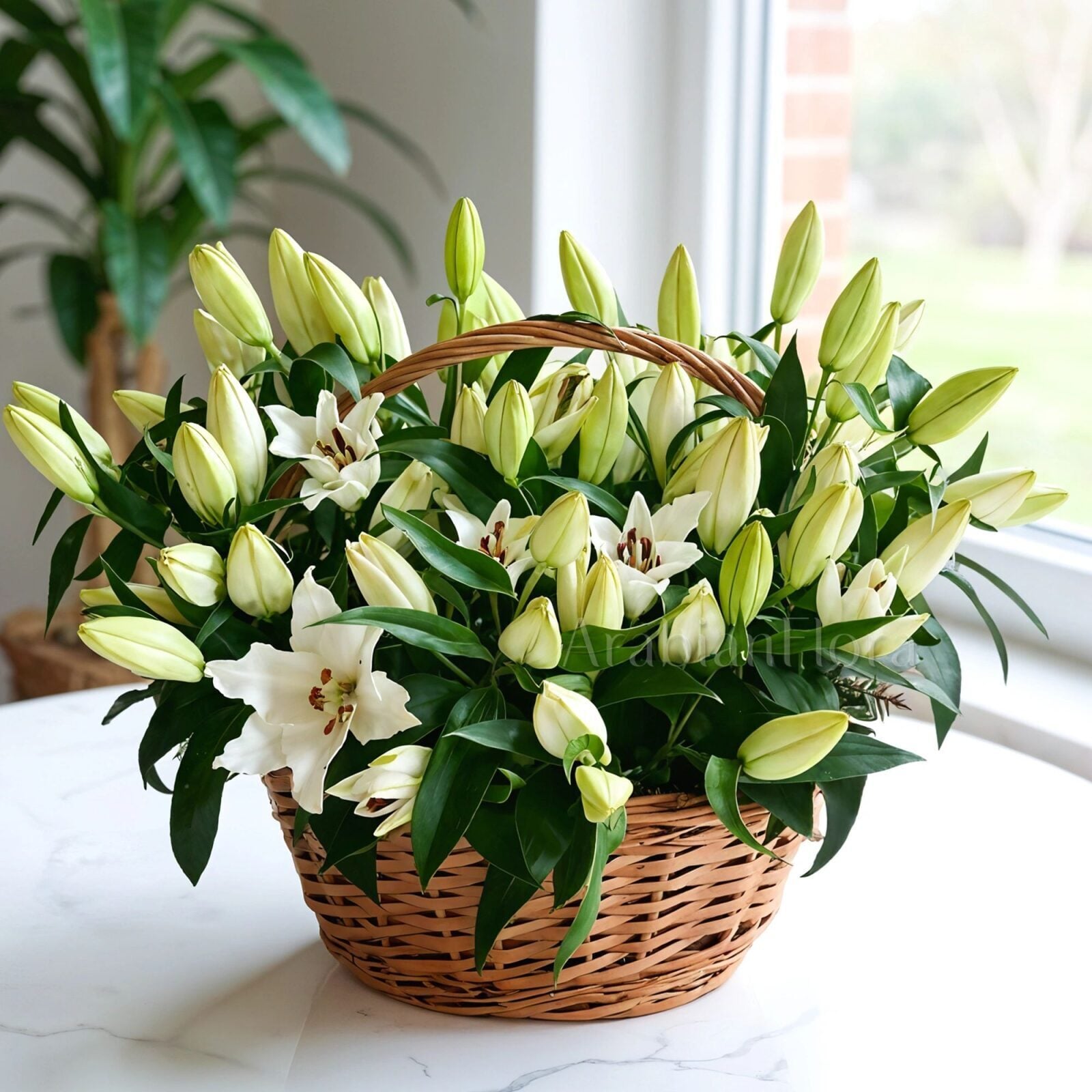 White Lilies in Basket (Classic)