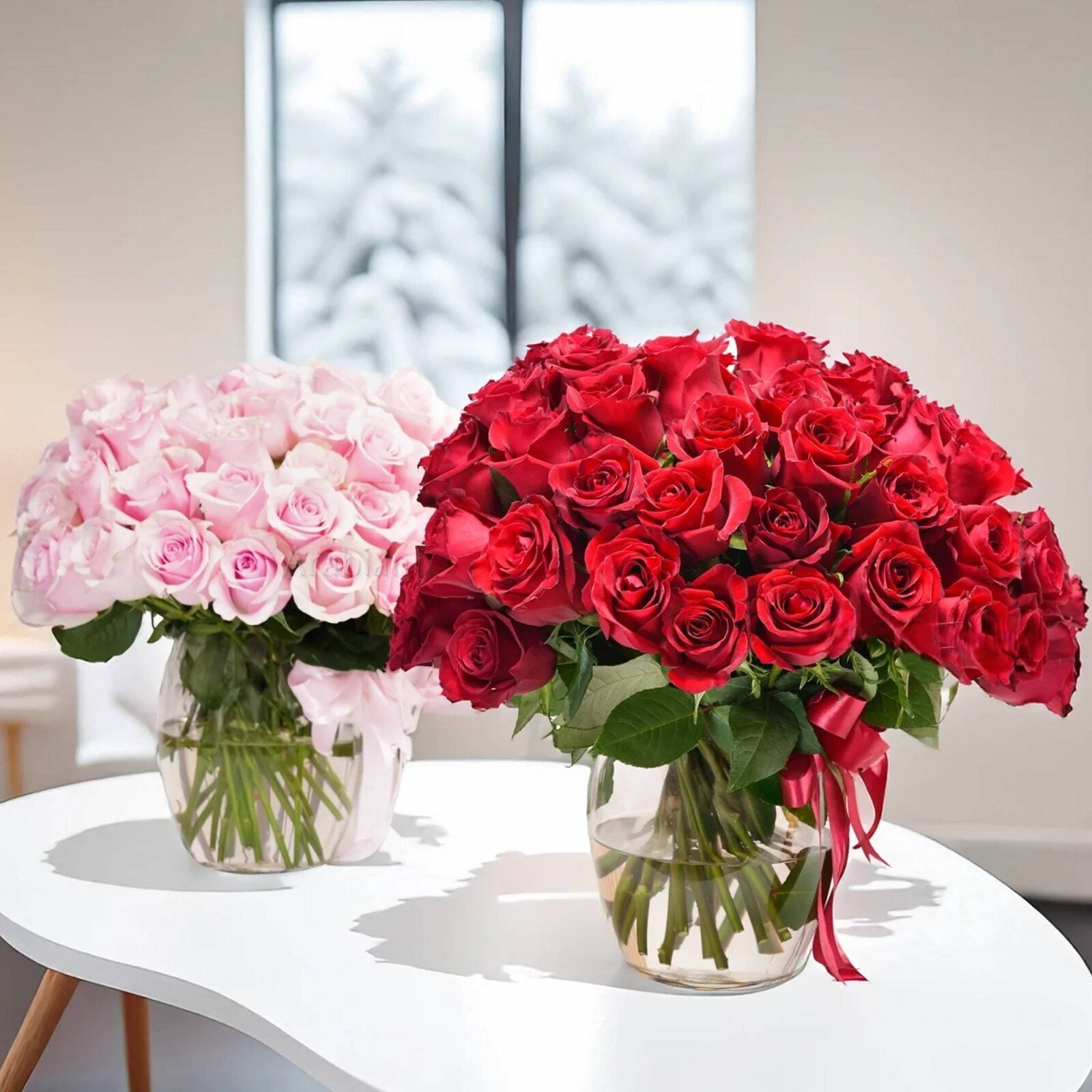 Twins of Red & Pink Roses (Classic)