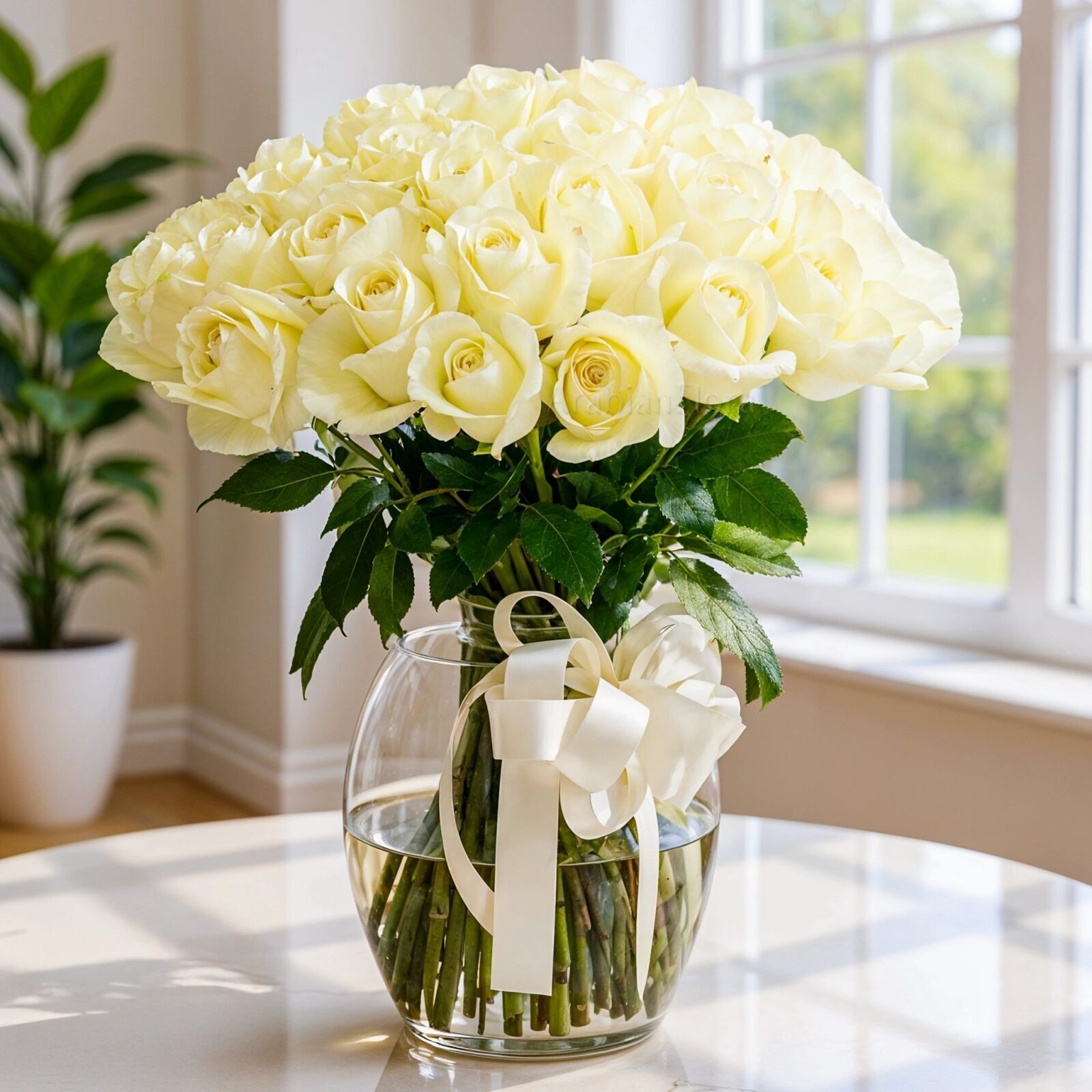 White Roses Vase Arrangement (Classic)