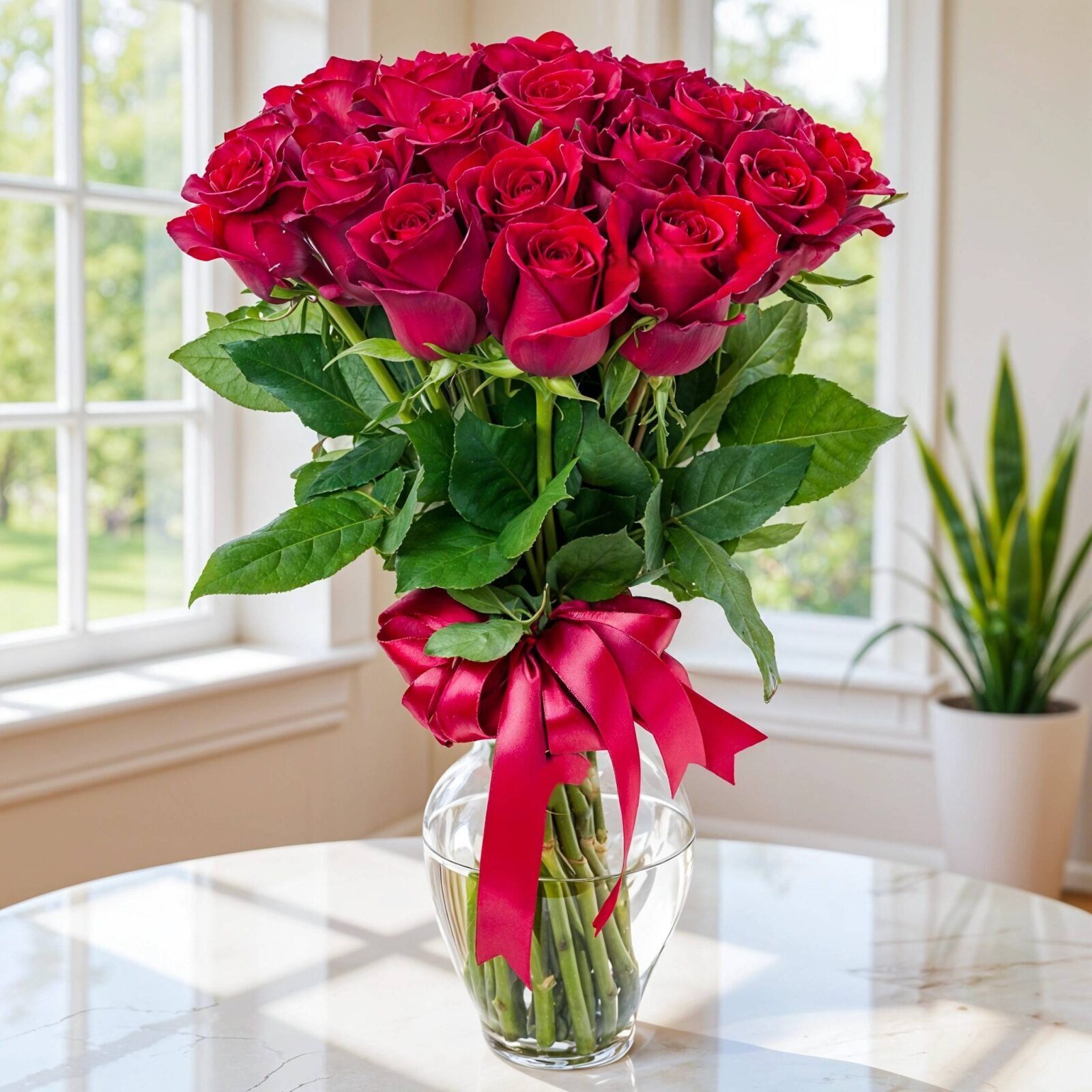Elegant Red Roses in Vase (Classic)