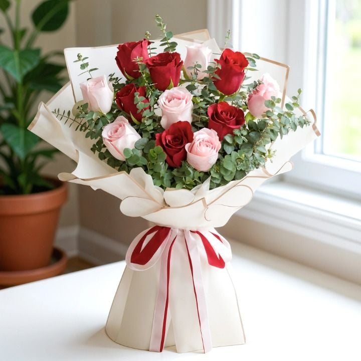 Bouquet of Pink & Red Roses (Classic)