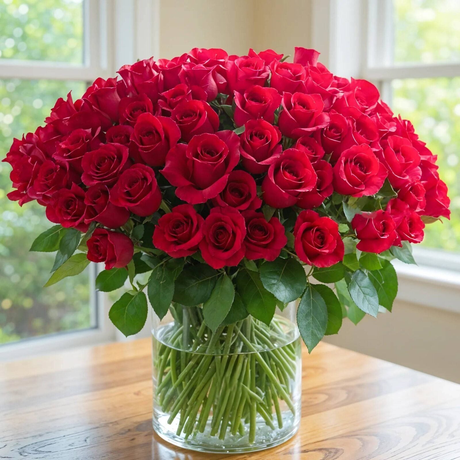 Classic 100 Red Roses in a Vase (Classic)