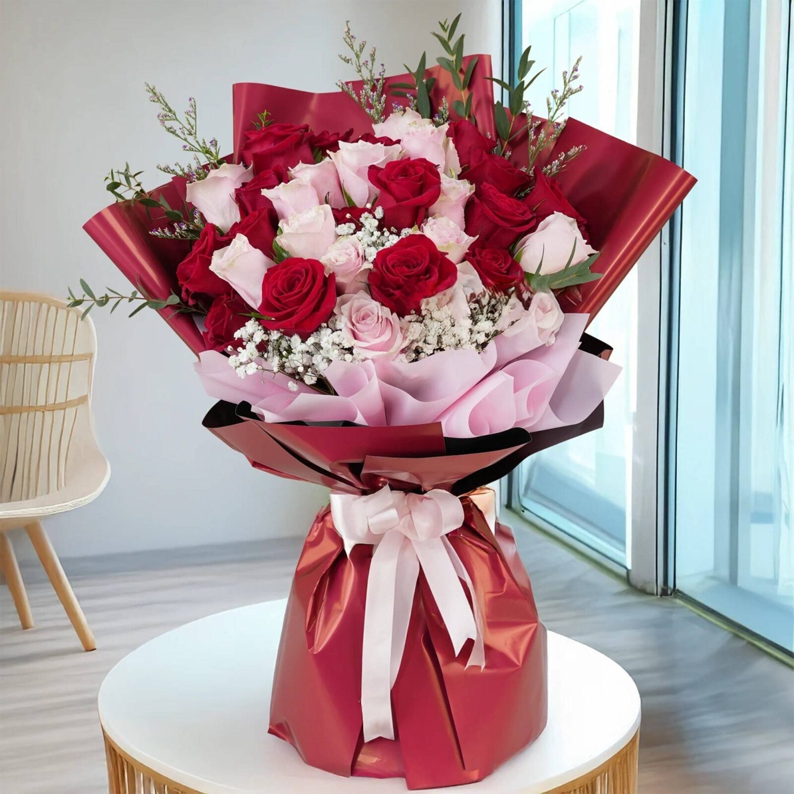 Blushing Bouquet of 20 Pink & Red Roses (Classic)
