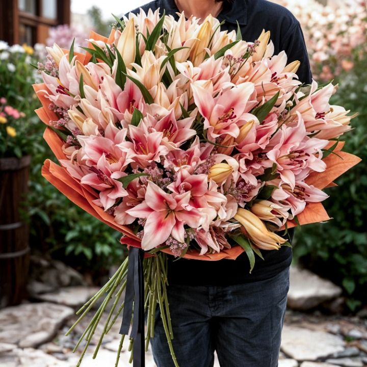 30 Pink Lilies Bouquet (Classic)