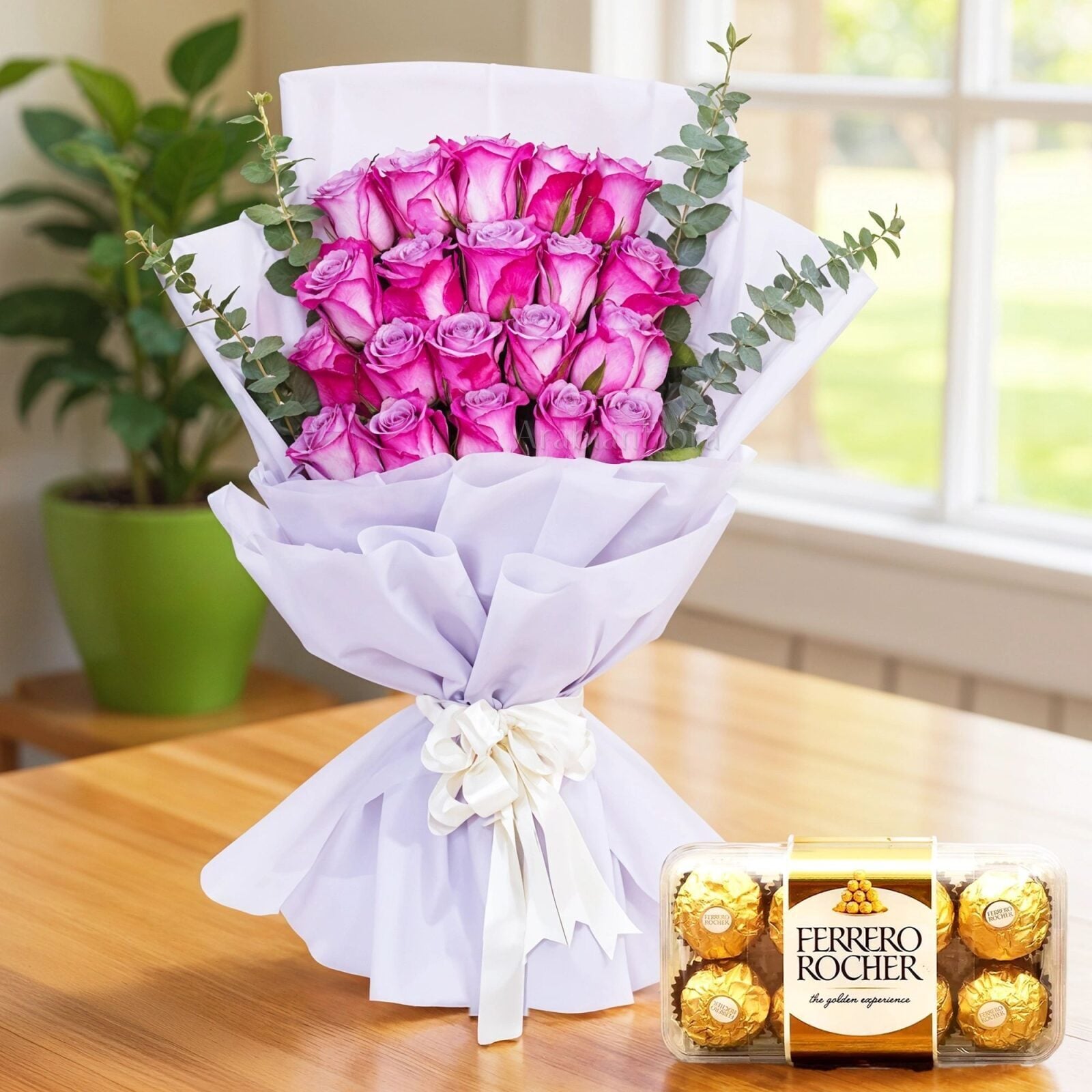 Purple Roses Bouquet and Chocolate (Classic)